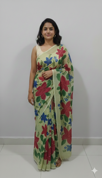 হ্যান্ড প্রিন্ট শাড়ি