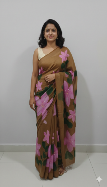 হ্যান্ড প্রিন্ট শাড়ির